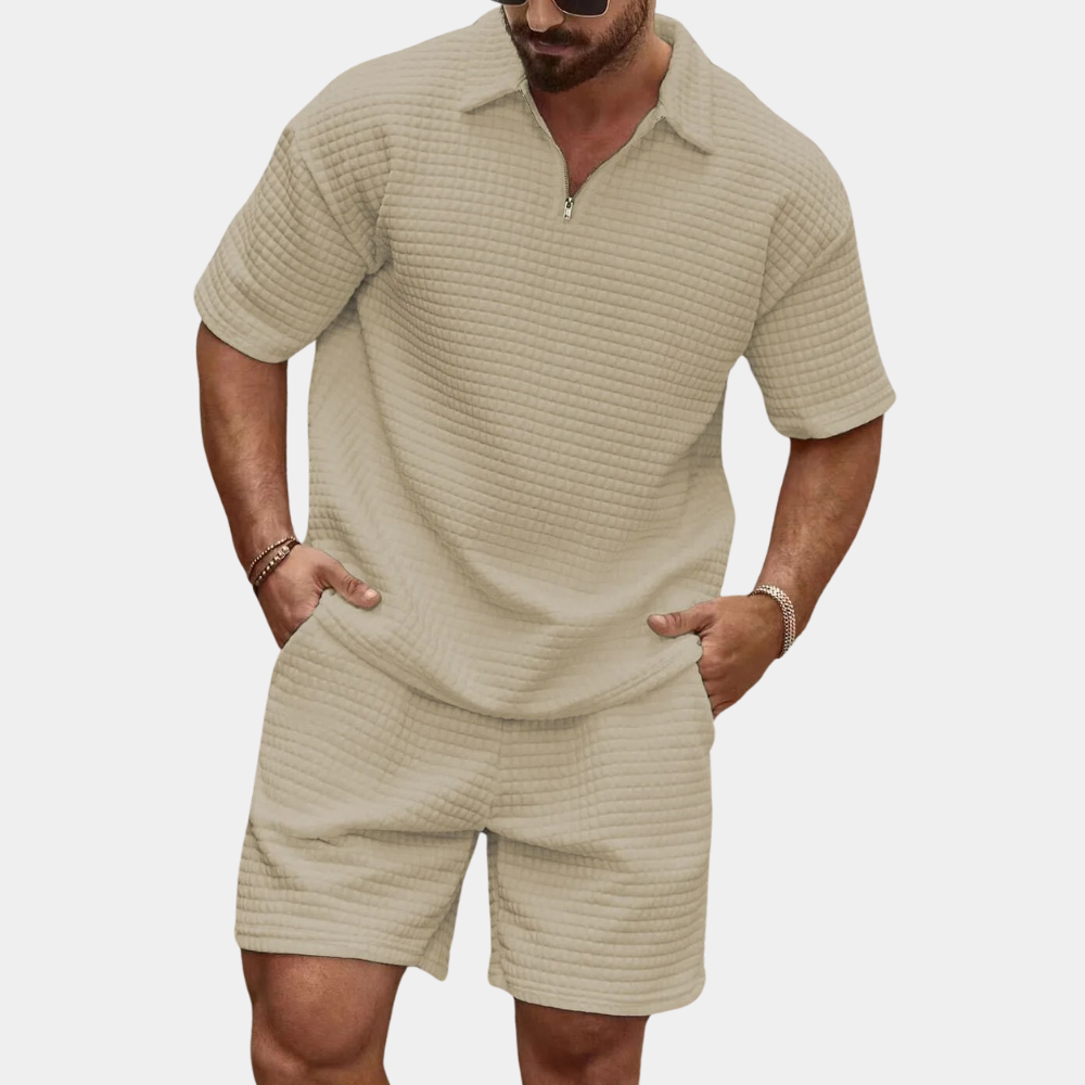 Herren Set Kurzarm Polo und Shorts Atmungsaktives Material-4