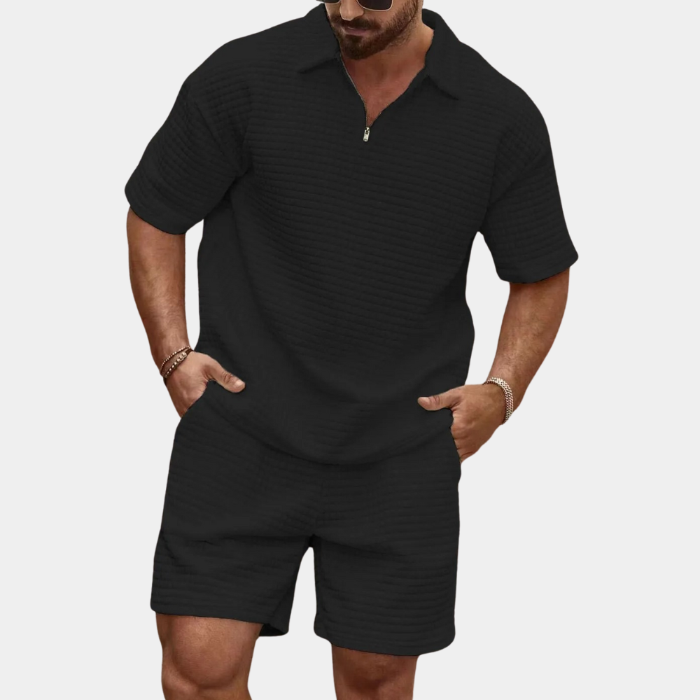 Herren Set Kurzarm Polo und Shorts Atmungsaktives Material-5