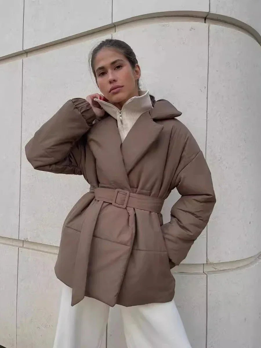 Dolie | Puffer-Winterjacke mit Gürtel für Damen 4