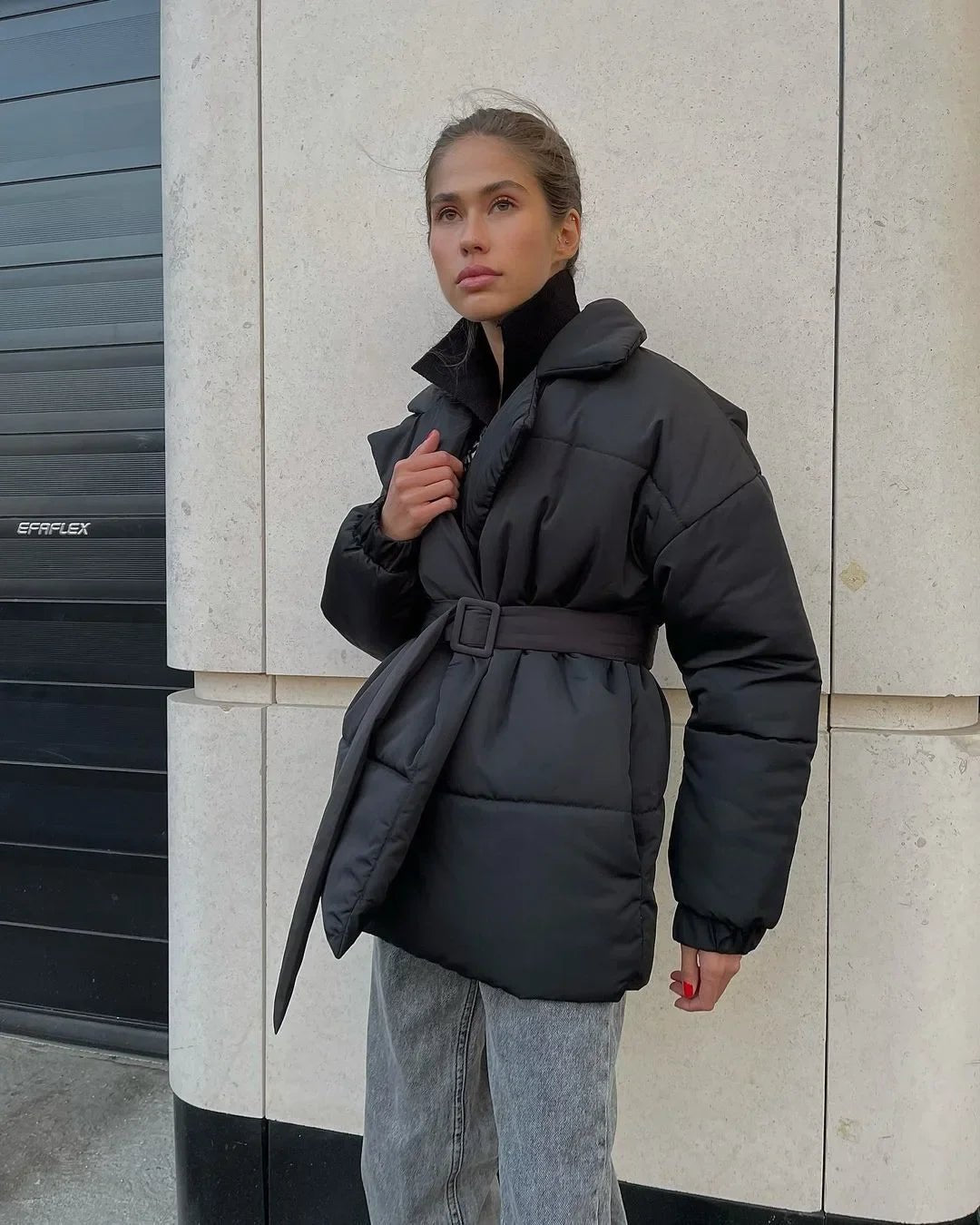Dolie | Puffer-Winterjacke mit Gürtel für Damen 6
