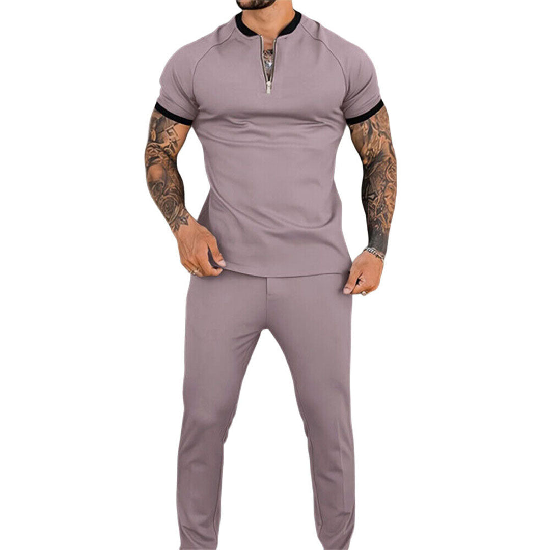 Herren Set Grau Größe M Polyester Slim Fit Casual-4