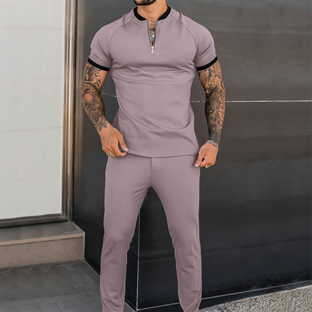 Herren Set Grau Größe M Polyester Slim Fit Casual-3