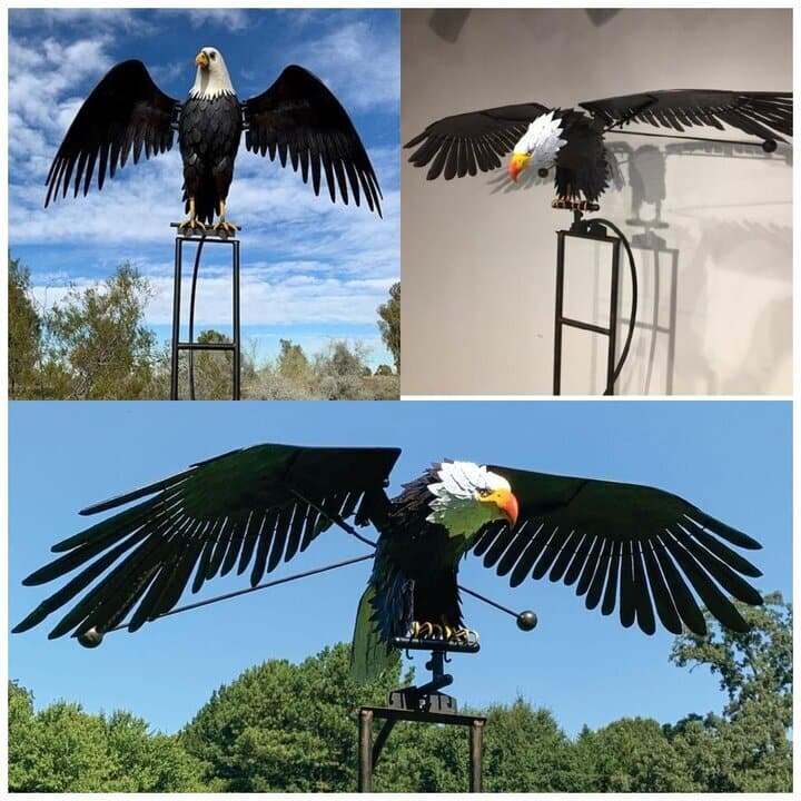 Elegante Windmühlenskulptur aus Metall für den Garten – Bewegliche Flügel, robuste, wetterbeständige Gartenkunst für die Außendekoration 2