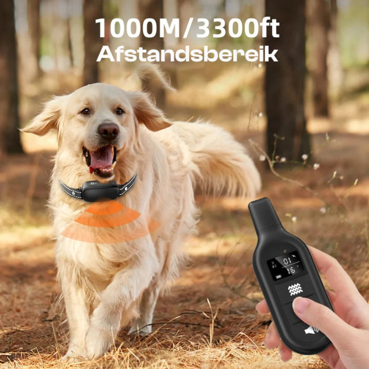 Elektrisches Hundetrainingshalsband mit Fernbedienung, wasserdicht, 16 einstellbare Schockstufen, 1000 m Reichweite, Piep- und Vibrationsmodi 2