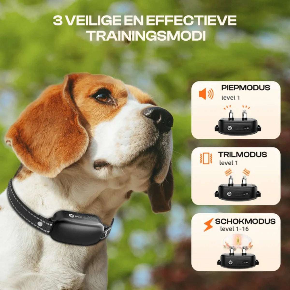 Elektrisches Hundetrainingshalsband mit Fernbedienung, wasserdicht, 16 einstellbare Schockstufen, 1000 m Reichweite, Piep- und Vibrationsmodi 3