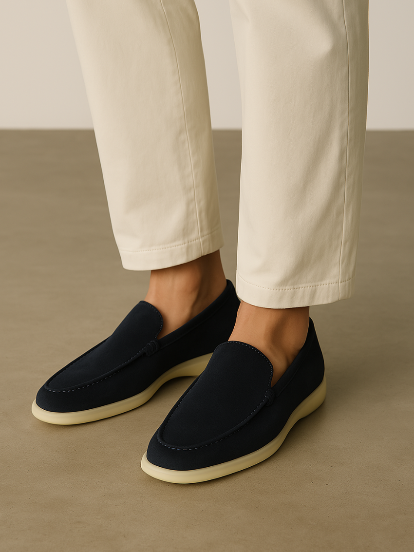 Ethan | Elegante Atmungsaktive Suede Loafers in Marineblau 1