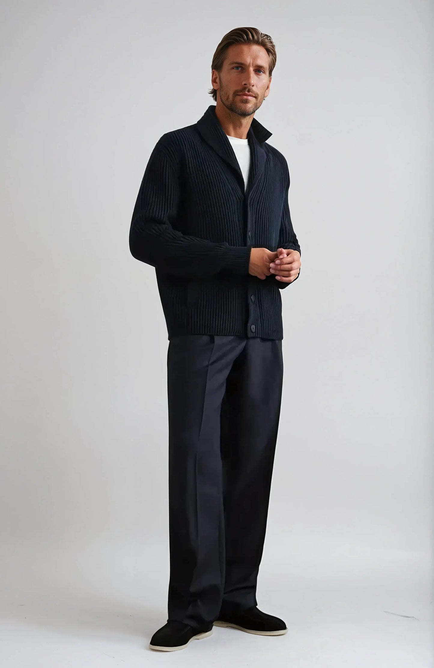 Ethan | Elegante Navy Blau Suède City Loafers 2