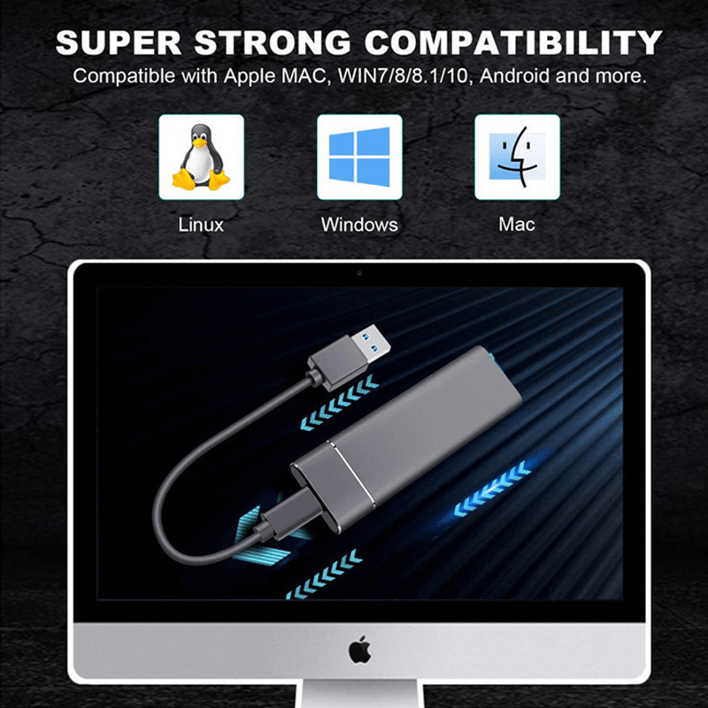 Externe SSD Festplatte 500GB/1TB/2TB Ultra Schnelle Datenübertragung Aluminium 1