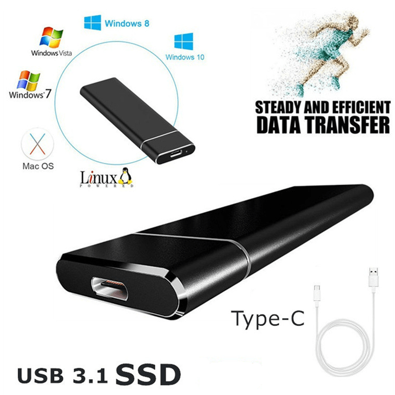 Externe SSD Festplatte 500GB/1TB/2TB Ultra Schnelle Datenübertragung Aluminium 6