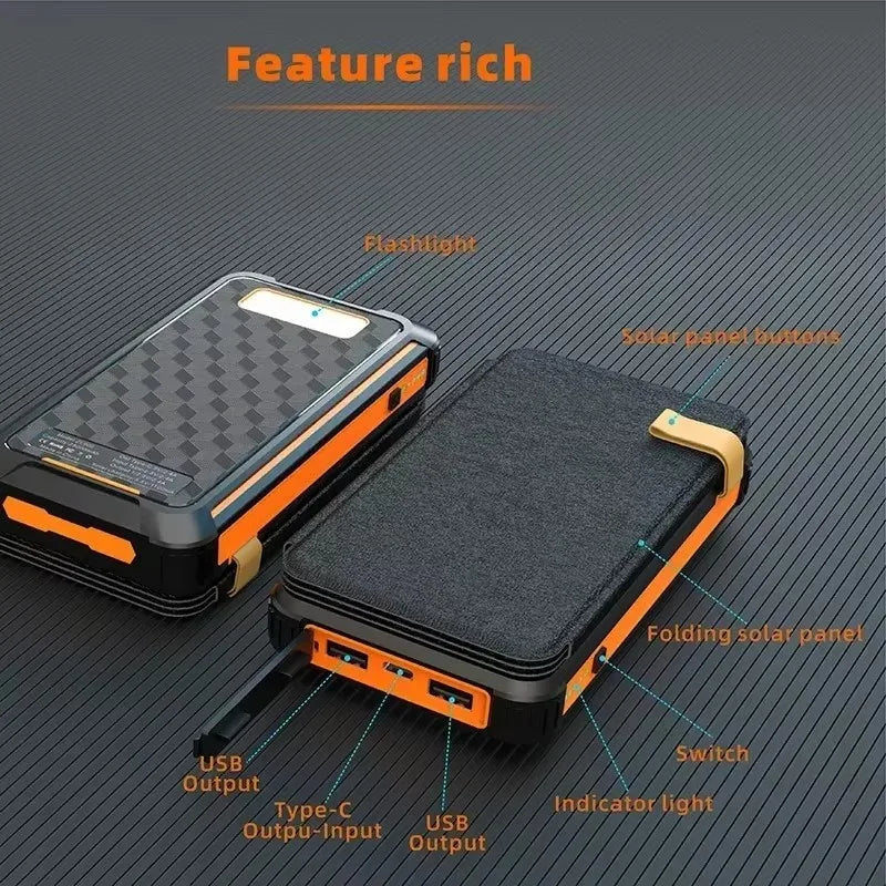 Faltbare Solar Powerbank 10000 mAh Wasserdicht für Outdoor Aktivitäten 6
