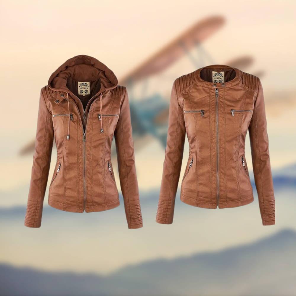 Flora | Damen Lederjacke mit Kapuze – Stylisch & Funktional 2