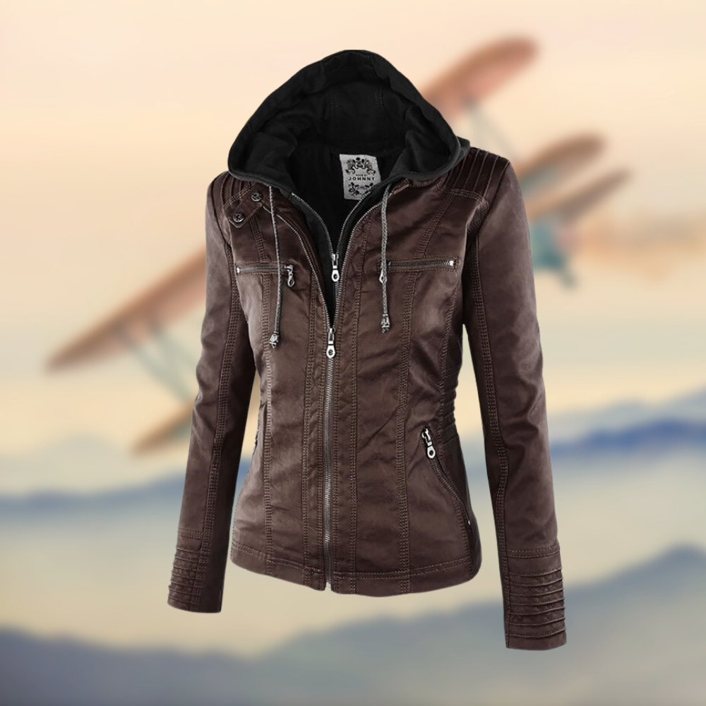 Flora | Damen Lederjacke mit Kapuze – Stylisch & Funktional 4