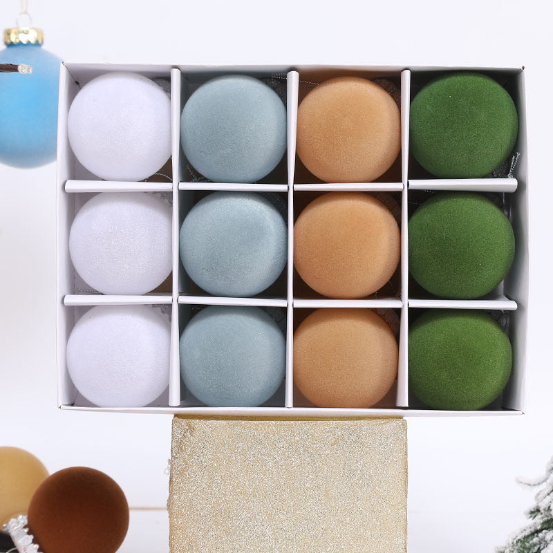 Fluwelige Weihnachtsbaumkugeln Set – 12 Elegante, Gevlokte Weihnachtsornamente für Festliche Dekoration 1