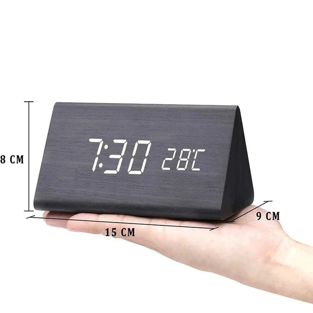 Funkwecker Digital Holzoptik mit Temperaturanzeige Einstellbarer Helligkeit 0