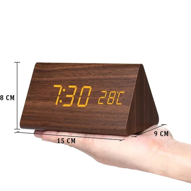 Funkwecker Digital Holzoptik mit Temperaturanzeige Einstellbarer Helligkeit 2