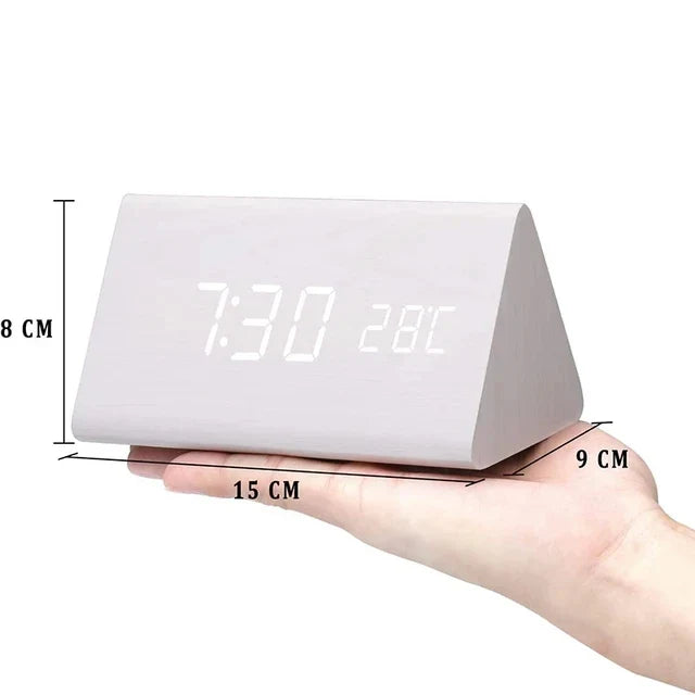 Funkwecker Digital Holzoptik mit Temperaturanzeige Einstellbarer Helligkeit 3
