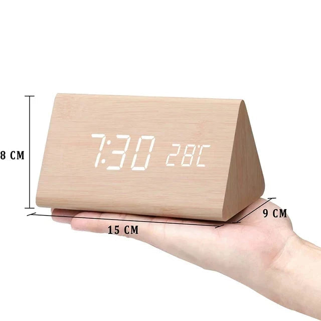 Funkwecker Digital Holzoptik mit Temperaturanzeige Einstellbarer Helligkeit 4