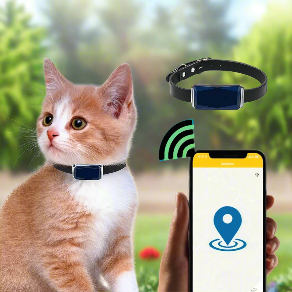 GPS Halsband für Katzen mit Echtzeit-Tracking – Leichtes Katzenhalsband mit GPS und mobiler App zur Standortverfolgung 0