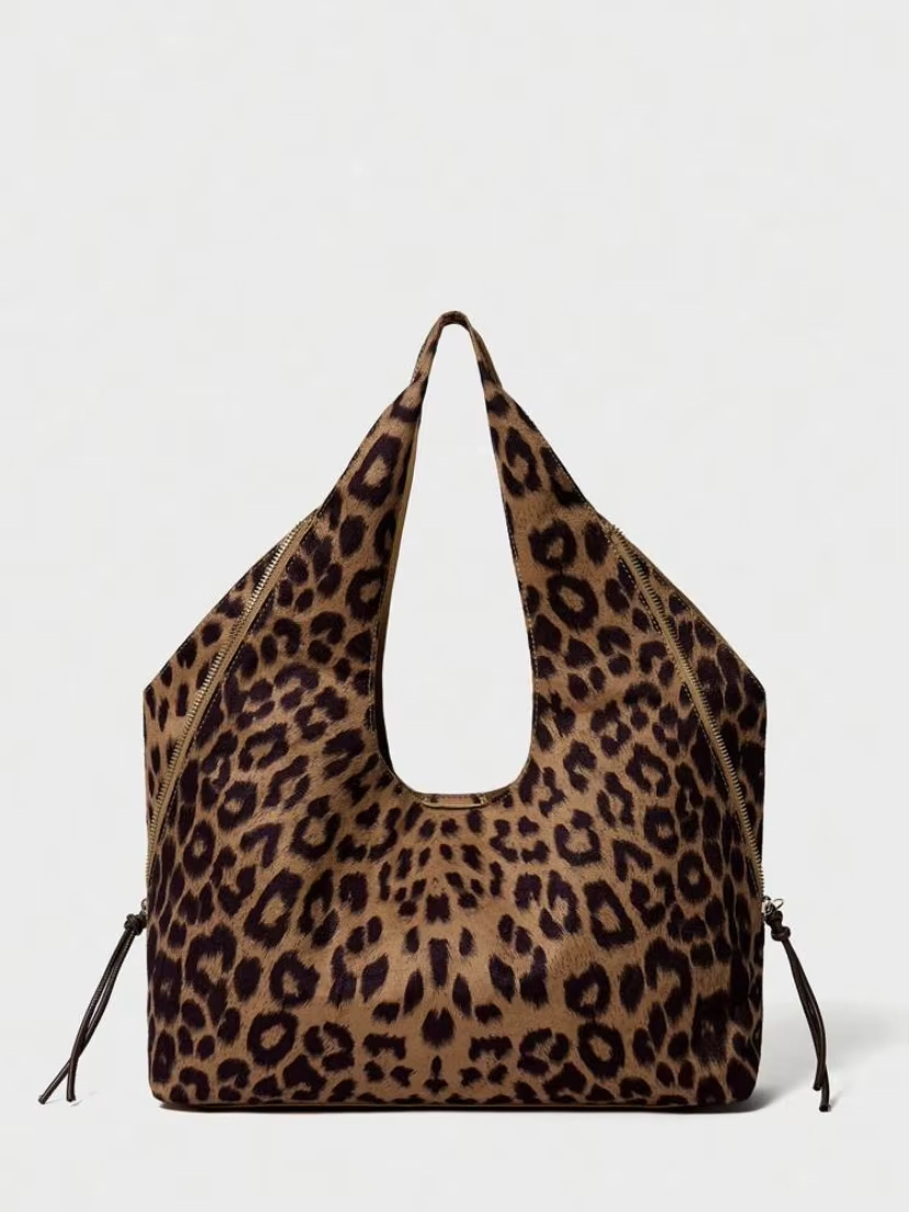 Geräumige Handtasche Damen mit Einzigartigem Kuhdruck – Praktische Tasche für Alltag und Freizeit, 27x37x11 cm 0
