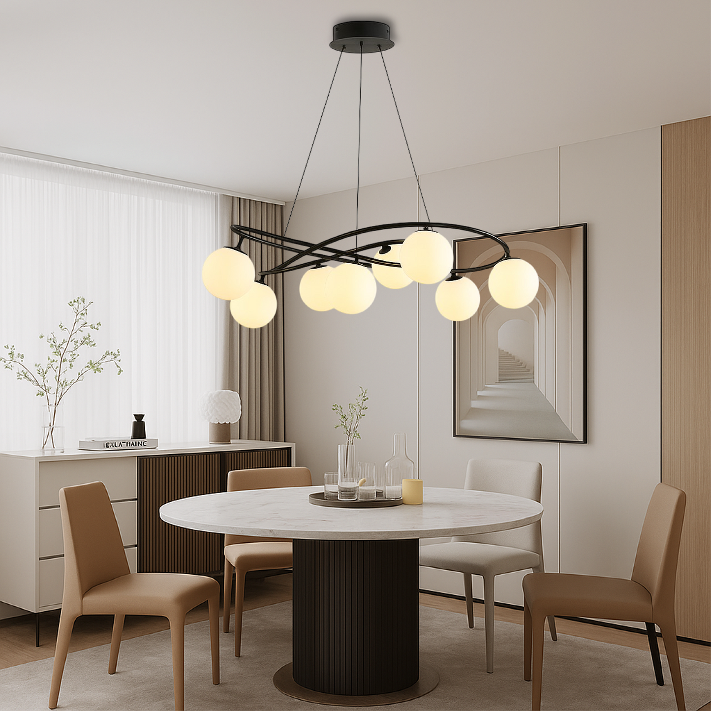 Glivyn | Moderne skandinavische Retro-Kronleuchter in Schwarz 2