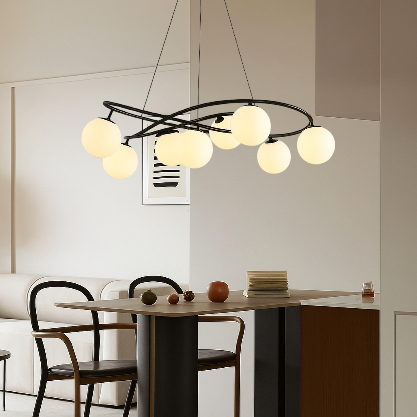 Glivyn | Moderne skandinavische Retro-Kronleuchter in Schwarz 4