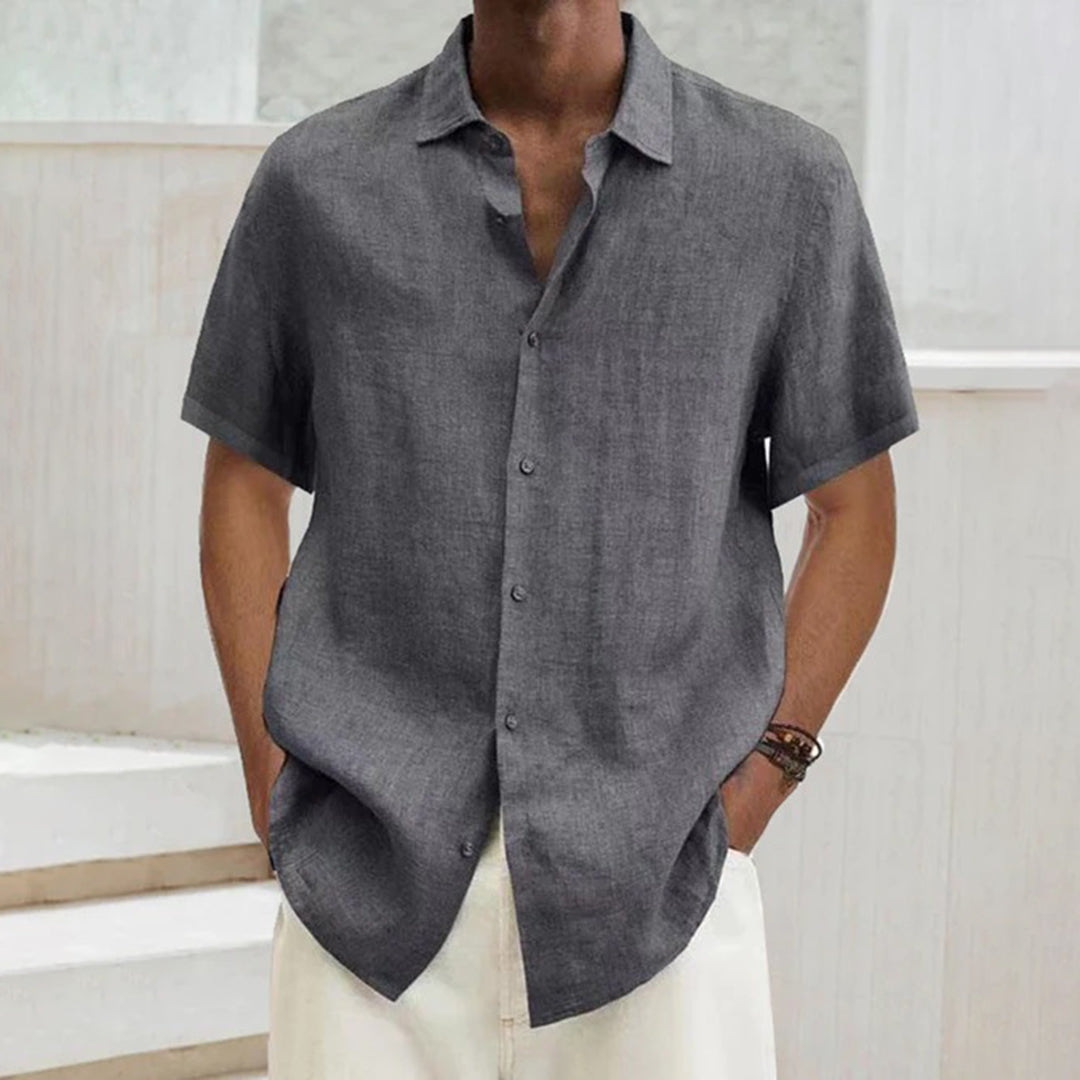Herren Hemd Langarm Atmungsaktiv Entspannt Baumwolle Casual-3