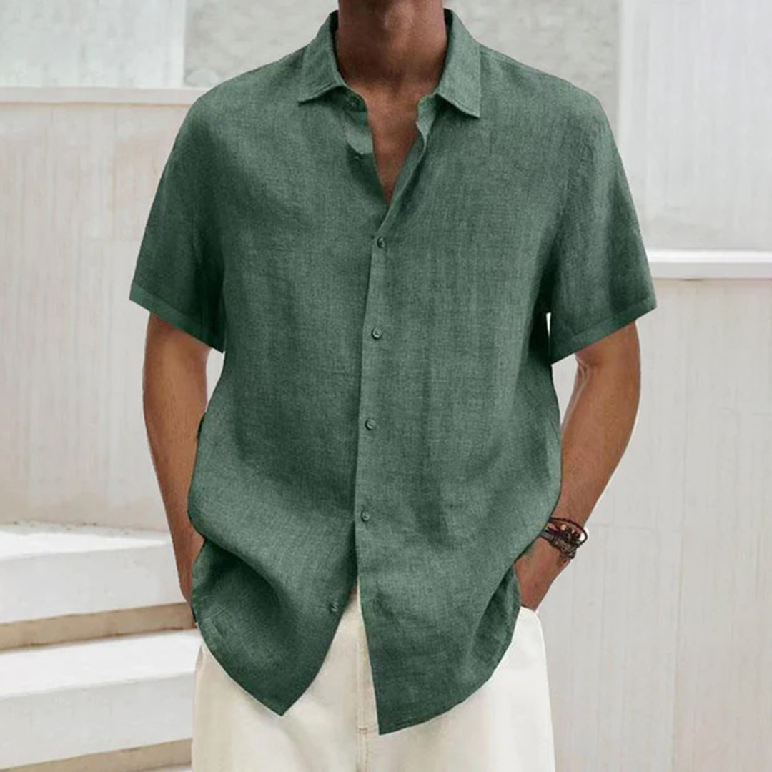 Herren Hemd Langarm Atmungsaktiv Entspannt Baumwolle Casual-4