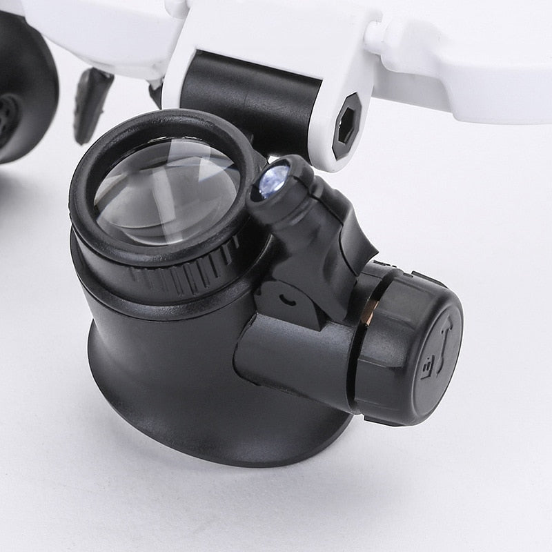 Adjustable LED Magnifying Glasses with 8x, 15x, and 23x Magnification for Hobby and Precision Work