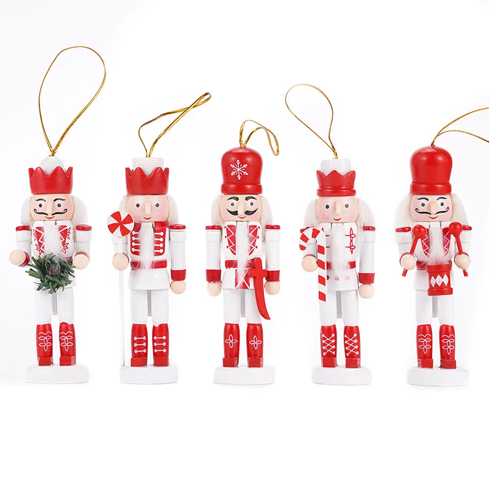 Handgemachte Marionetten Puppen Notenkraker Set 5-teilig Aus Holz für Weihnachtsdekoration 3