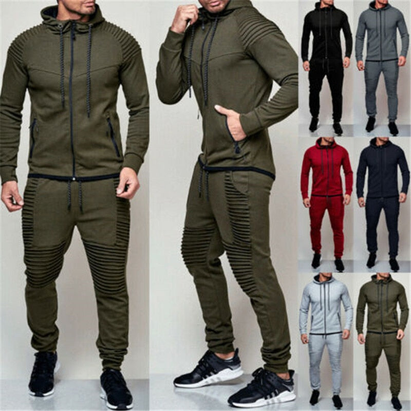 Herren Trainingsanzug Hoodie und Jogginghose Atmungsaktiv Bequem Polyester-3