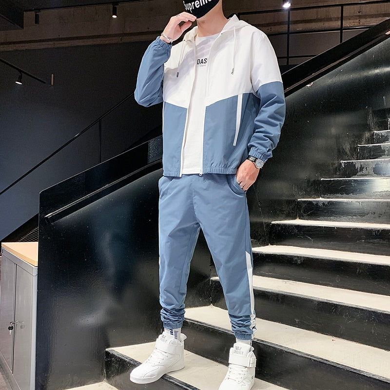 Herren Trainingsanzug Sportliches Zwei-Teilig Set Windjacke und Jogginghose Atmungsaktiv-3