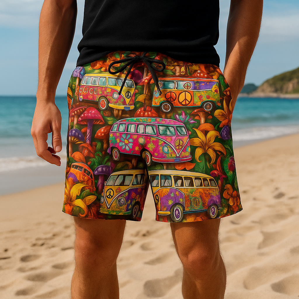 Herren Badehose Graffiti Design Leicht Schnell Trocknend Sommer Shorts 1
