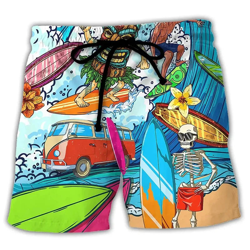 Herren Badehose Graffiti Design Leicht Schnell Trocknend Sommer Shorts 3
