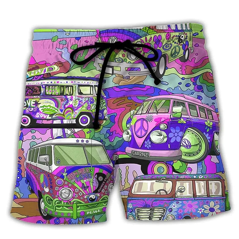 Herren Badehose Graffiti Design Leicht Schnell Trocknend Sommer Shorts 4