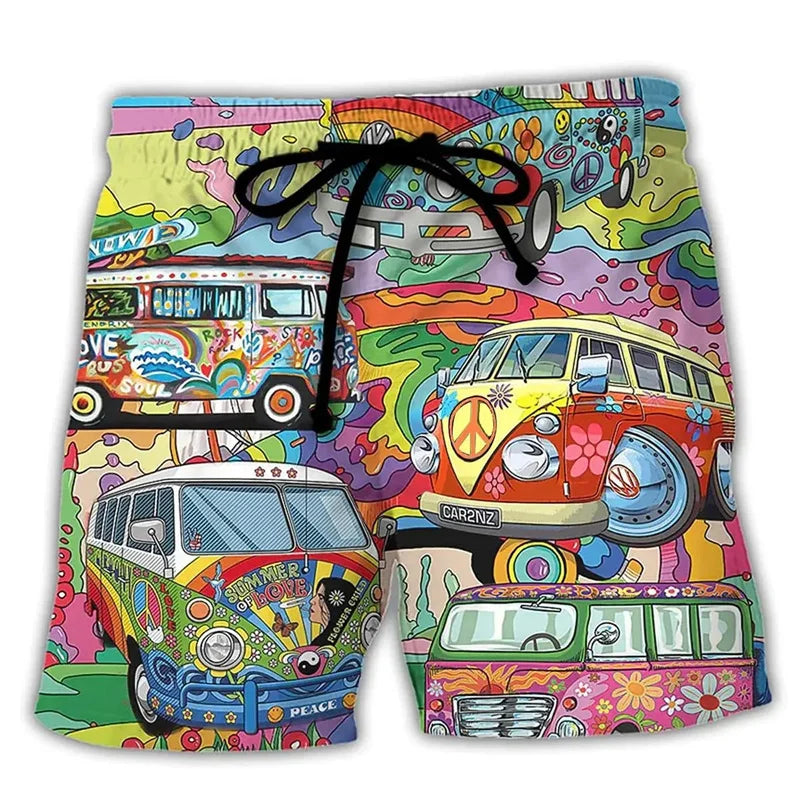 Herren Badehose Graffiti Design Leicht Schnell Trocknend Sommer Shorts 5