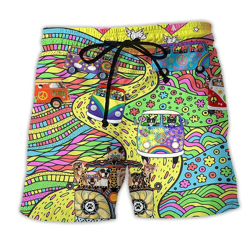 Herren Badehose Graffiti Design Leicht Schnell Trocknend Sommer Shorts 6