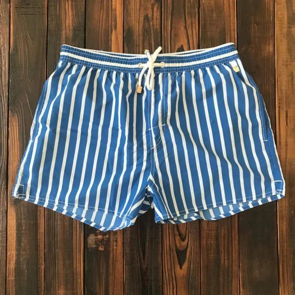 Herren Badeshorts Gestreift Kordelzug Leicht Polyester 4