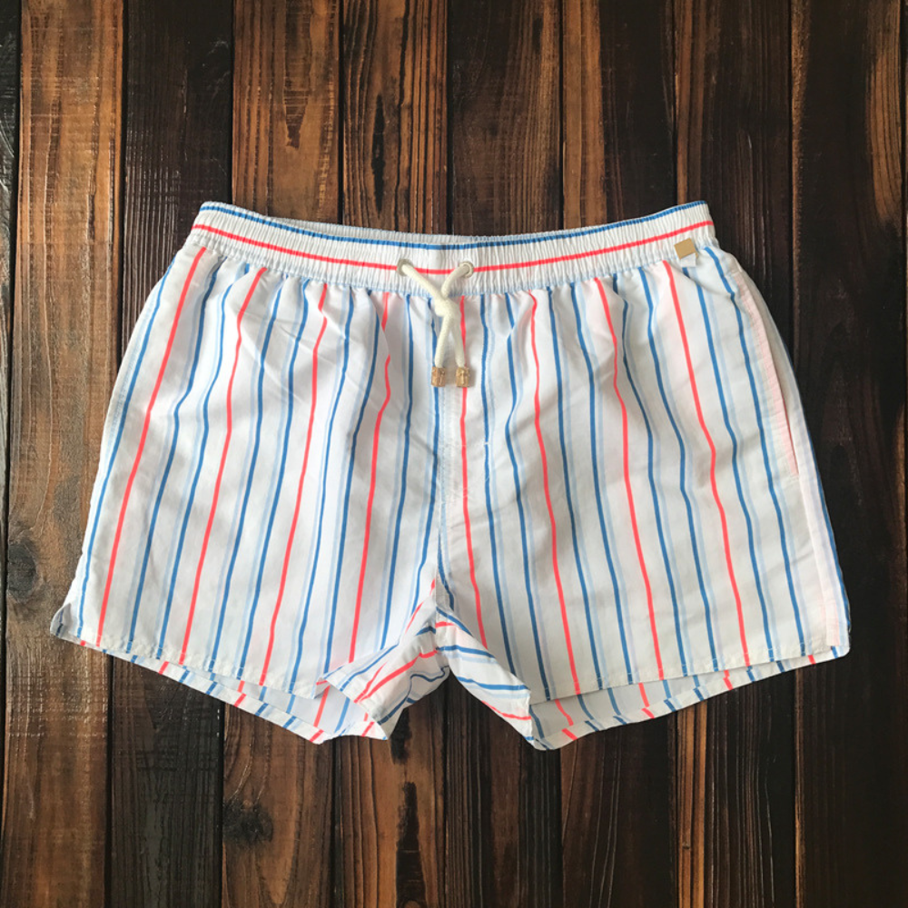 Herren Badeshorts Gestreift Kordelzug Leicht Polyester 6