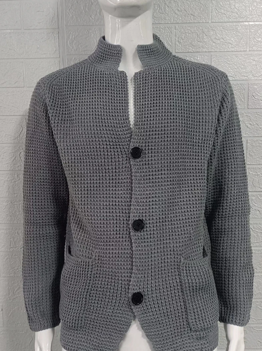 Herren Cardigan Schwarz Bequemes Material Eleganter Stil Strickjacke 6