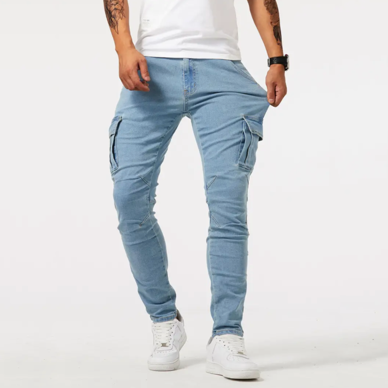 Herren Cargo Hose 4-Wege-Stretch Modernes Cargodesign Denim 3