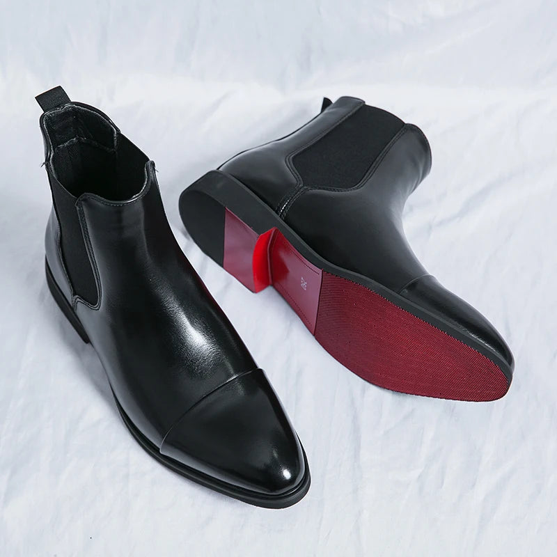 Herren Chelsea Boots Echtleder Stilvoll Bequem für Alltag und Festlichkeiten 0