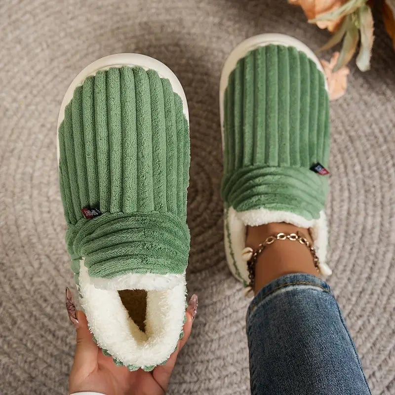 Herren Hausschuhe Cord-Slipper Sherpa-Gefüttert Rutschfeste Sohle 0