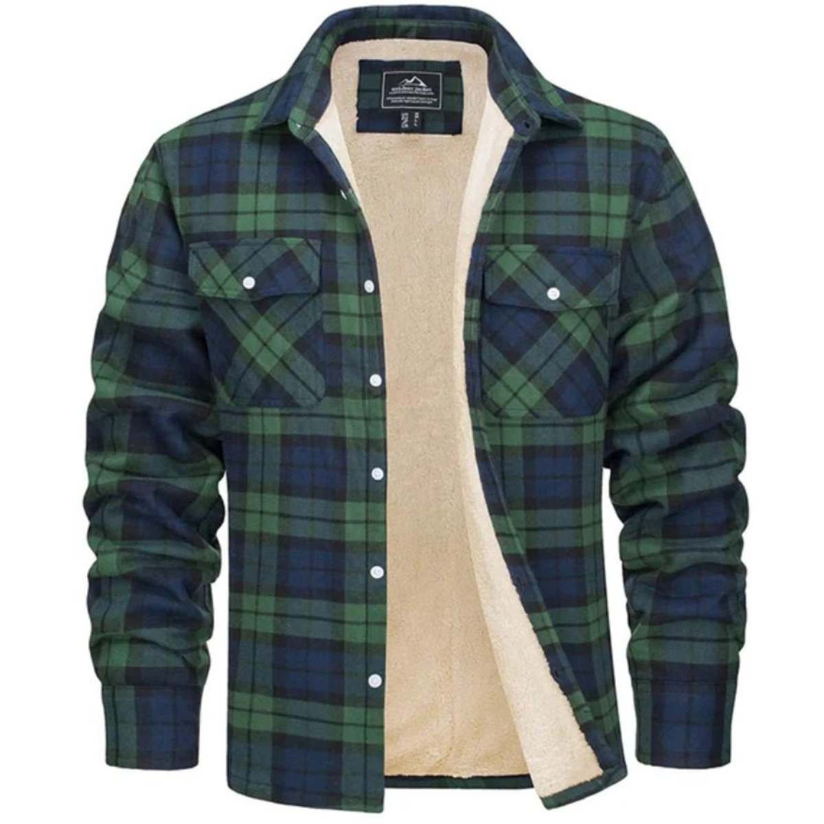 Herren Jacke Fleecegefüttert Karierte Warm Bequem Hochwertig 4