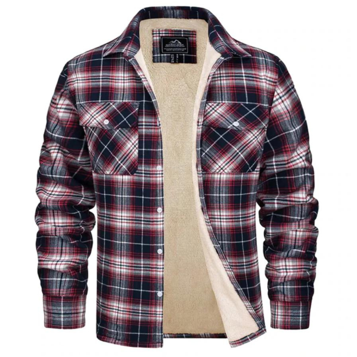 Herren Jacke Fleecegefüttert Karierte Warm Bequem Hochwertig 5