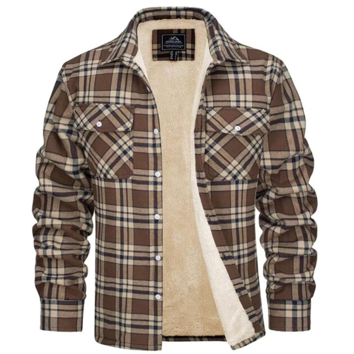 Herren Jacke Fleecegefüttert Karierte Warm Bequem Hochwertig 7