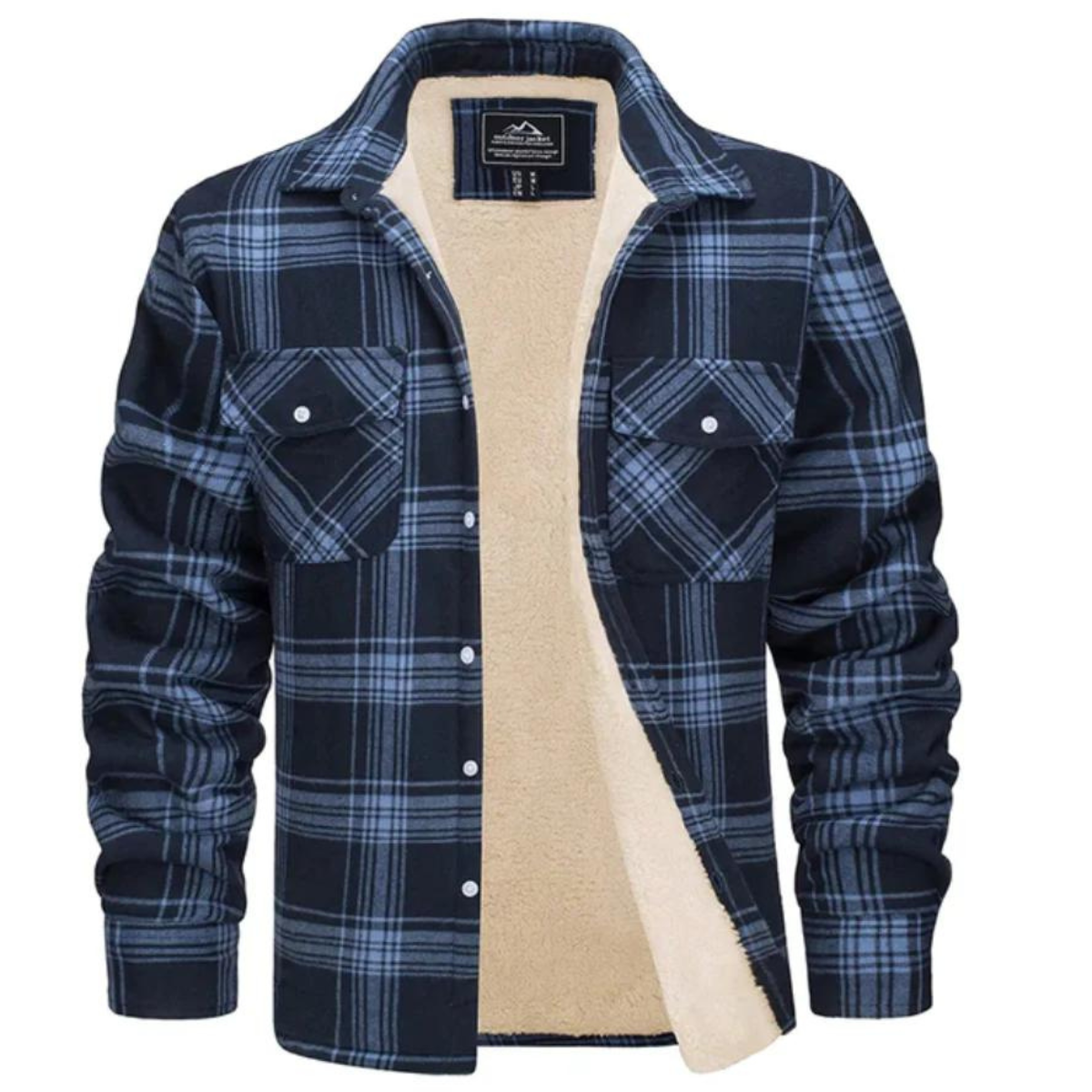 Herren Jacke Fleecegefüttert Karierte Warm Bequem Hochwertig 8