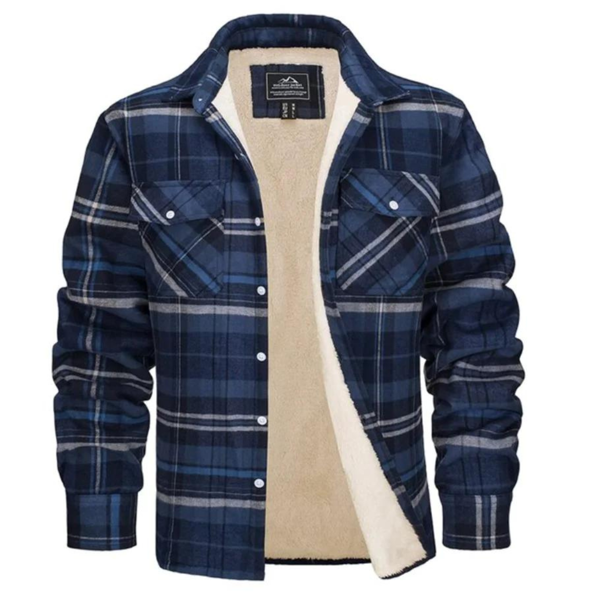 Herren Jacke Fleecegefüttert Karierte Warm Bequem Hochwertig 9