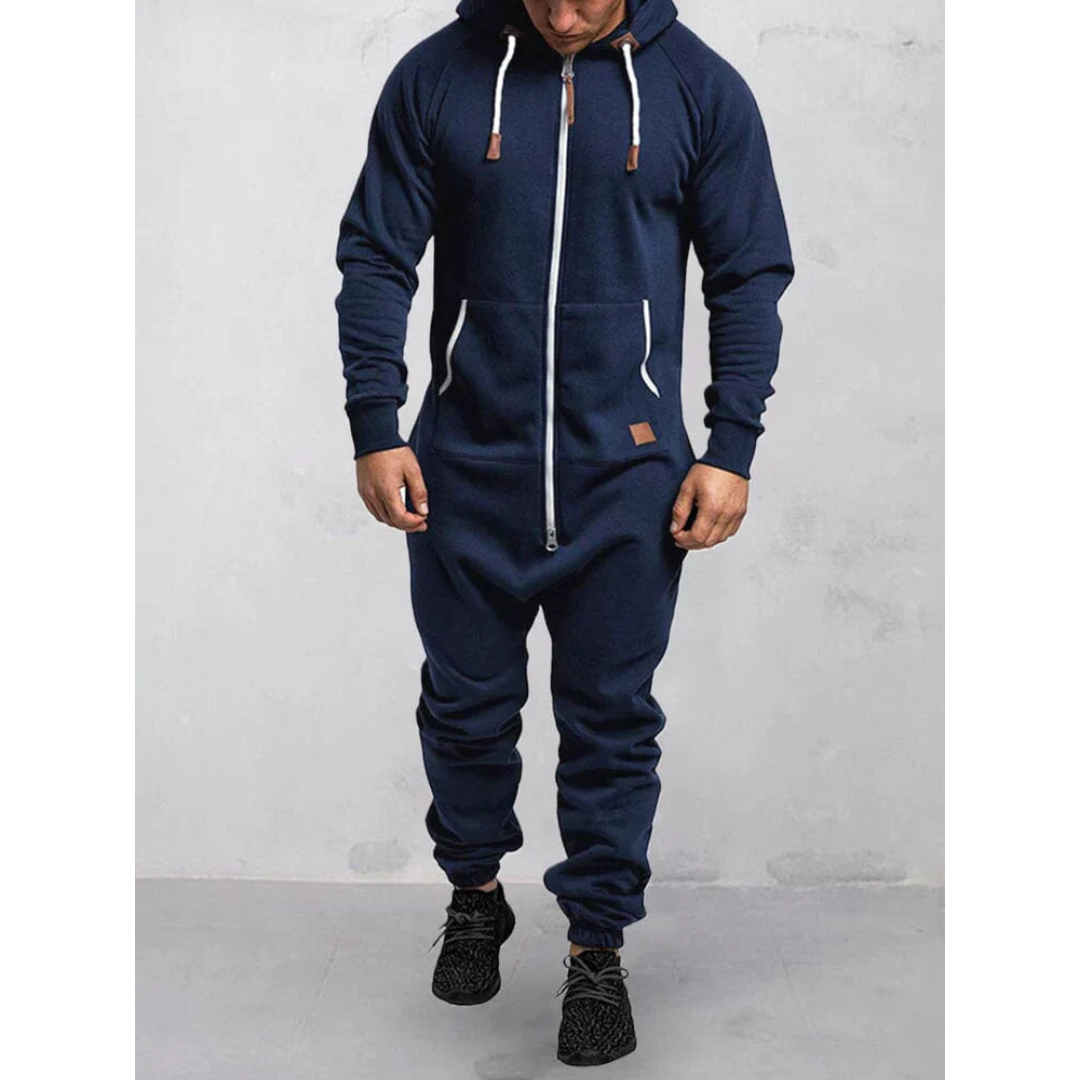 Herren Jumpsuit Kapuze Bequem Warm Fleece 1