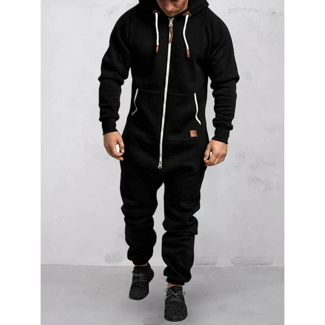 Herren Jumpsuit Kapuze Bequem Warm Fleece 2