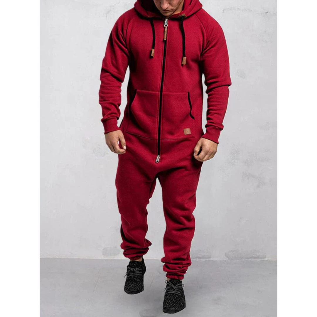 Herren Jumpsuit Kapuze Bequem Warm Fleece 3